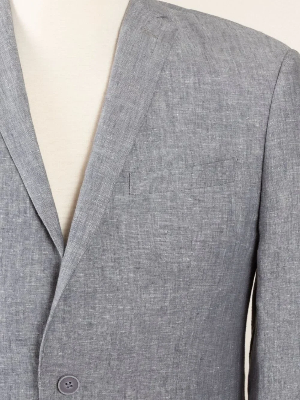 Men's Bar III Slim Fit Gray 100% Linen 2-Piece Suit Size 40R Floral Lining